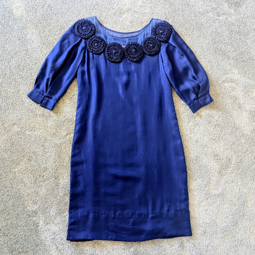 Royal Blue Silk Shift Dress
